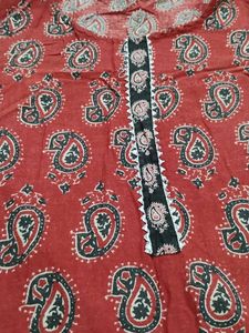 Red Paisley Print Kurta