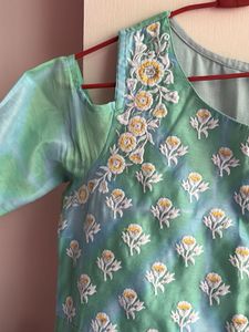 Embroidered Cold Shoulder Kurta