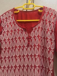 Red Chikankari Kurta