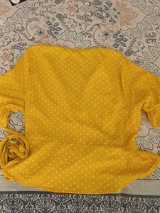 Yellow Polka Dot Wrap Top