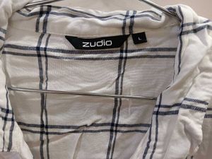 Zudio White Crop Shirt With Black Lining