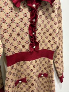Chic Geometric Print Long Sleeve Dress