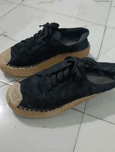 Stylish Black Espadrille Sneakers