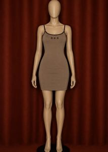 Casual Brown Spaghetti Strap Dress