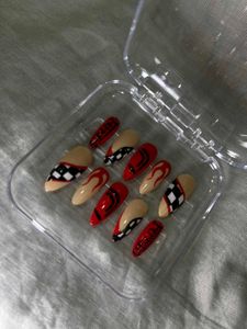 Racer Flame Press-On Nails 🔥🏁
