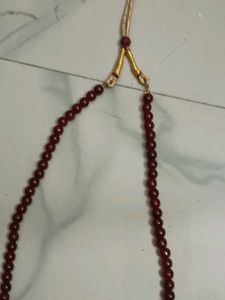 Elegant MaroonRed Beaded Necklace+Earrings Set