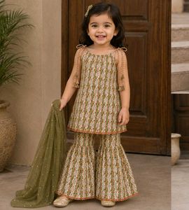 combo Adorable Girls' Floral Kurta Set