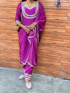Beautiful Purple Kurta Set with Dupatta