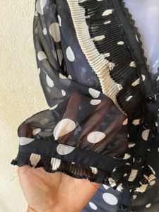 Chic Polka Dot Ruffle Blouse