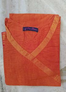 🧡⚜️Orange Kurta with Golden Border