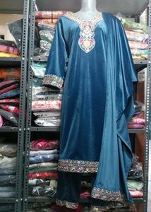 V Neck Embroidery Work Kurti Set