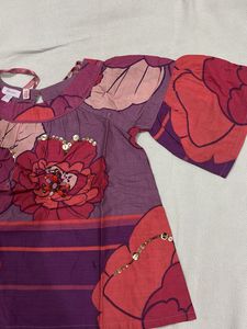 Vibrant Floral Print Blouse with Sequins