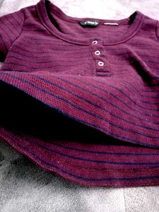 Maroon Striped Crop Top
