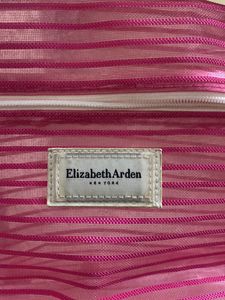 Elizabeth Arden Hot Pink And White Cosmetic Pouch