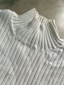 Sassafras Turtle neck white full sleeve ribbed top