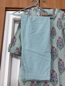 Designer Cotton Block Print Kurta Set