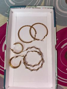 Pearl Necklace &amp; Hoop Earring Set