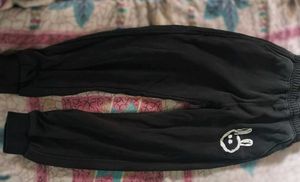 Black Jogger Pants with Bunny Print