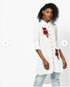 Elegant White Embroidered Kurti