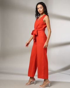 Chic Orange Wide-Leg Jumpsuit