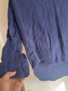 Classic Blue Button-Up linen Shirt