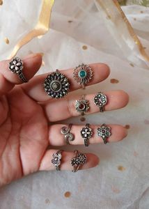 Boho Ethnic german Silver Toe Ring combo of 10