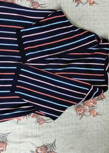 Striped Lace-Up Tunic Top