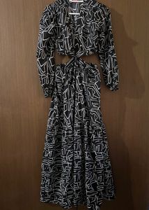 Abstract Print Cutout Maxi Dress
