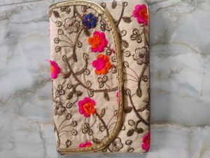 Embroidered Floral Clutch