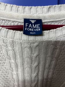 fame forever white  Cable Knit Sweater