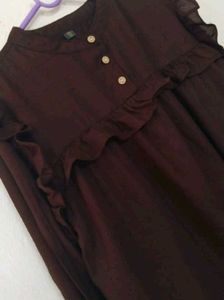 Chic Ruffled Dark Brown Top