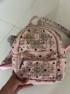 Chic Pink Studded MCM Backpack