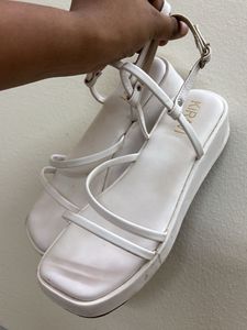 Ajio- White Strappy Platform Sandals