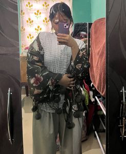 White Strip Shirt + Scarf In Combo