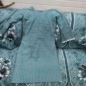 Beautiful Teal Floral Lace Kurti