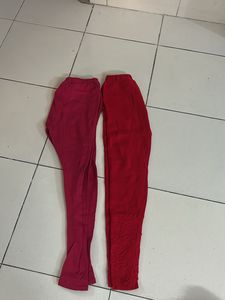Vibrant Red & Pink Leggings - Set of 2