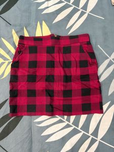 Red & Black Buffalo Plaid Mini Skirt