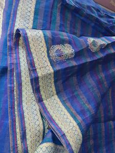 Elegant Blue Striped Saree
