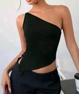 Chic One-Shoulder Black Top