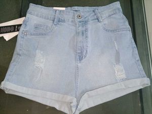Light Wash Distressed Shorts