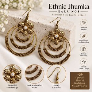 Elegant Gold Tone Jhumka Earrings