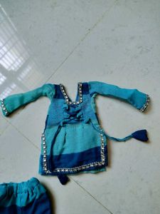barbie doll outfits Blue Striped Kurta Set with Pa
