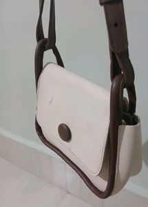 Chic Cream Crossbody Bag with Scarf Accent