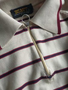 Striped Half Zip Collared Pullover