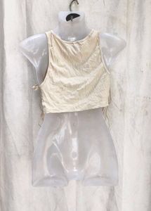 48127. Cream Crop Top with Side Ties