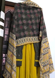 Mustard Embroidered Kurta Dress