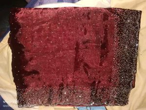 Elegant Maroon Beaded Saree