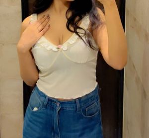 Savana Off White Ruffle Sleeveless Top