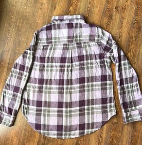 Purple Plaid Long Sleeve Button-Up Shirt