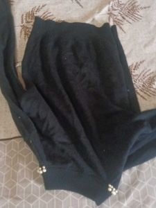 Elegant Black Pearl Embellished Sweater